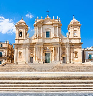 Facade of Noto Cathedral in Sicily photo