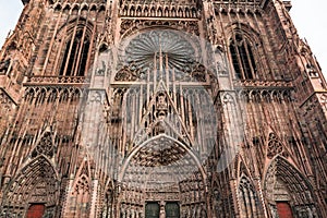 Facade of the Notre Dam of Strasbourg Cathedral