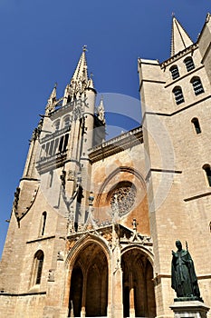 Facade of Notre-Dame-et-Saint-Privat cathedral in Mende