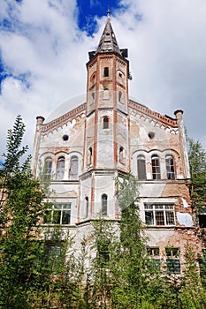 Facade of the old abandoned Catholic Church