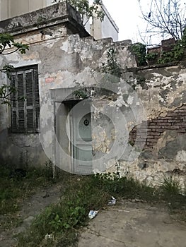 facade of an old abandoned house