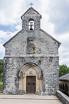 Facade of the church of Santiago in Roncesvalles. Navarre Spain photo