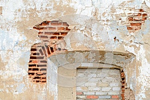 The facade of the old brick building