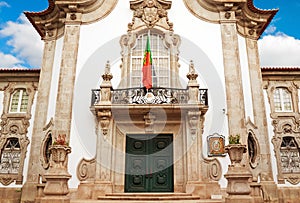 Facade of old building Consulate of Portugal in Sevilla, Spain