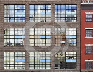 Facade of an old building in downtown New York, USA.