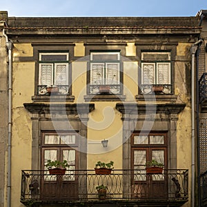 Facade of an old building in Porto, Portugal.