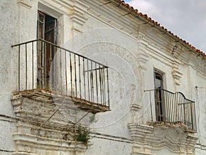 Facade of old building in Spanish town