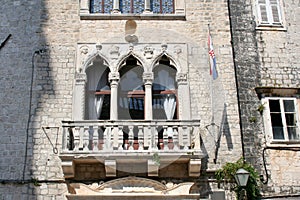 Facade old buldings in the Trogir, Croatia