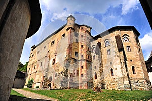 Facade of old castle in Banska Stiavnica town