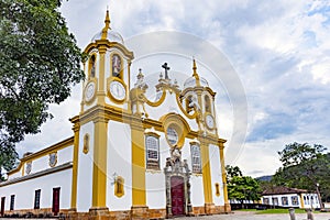 Facade of an old church built in the 18th century in baroque style