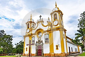 Facade of an old church built in the 18th century in baroque style