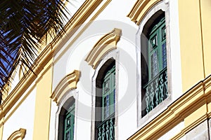 Facade of old church in colonial style, Sao Paulo, Brazil