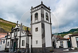 Facade of the old Church of Our Lady of RosÃ¡rio in PovoaÃ§Ã£o, SÃ£o Miguel - Azores PORTUGAL