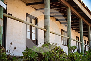 Facade of old colonial architecture house on the coast of Iloca.Chile.