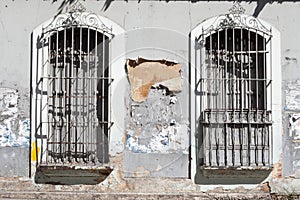 Facade of old colonial type houses in La Pastora Caracas Venezuela photo