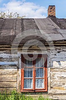 Facade of an old cottage in Jaworzno