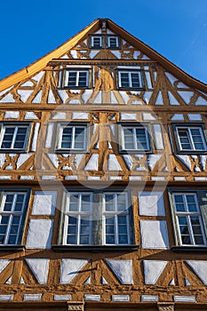 Facade of an old half-timbered house