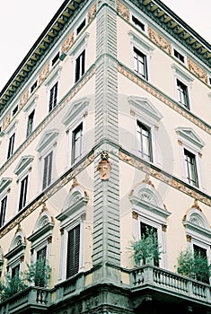 Facade of the old hotel Palazzo Gamba. Florence, Italy photo