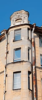 Facade old house with emblem of an eagle