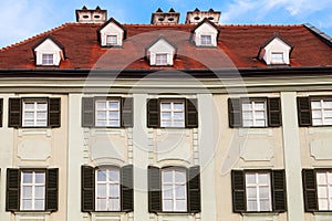 Facade of old house at Main Square in Bratislava