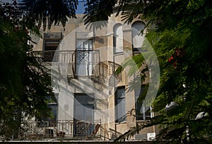 Facade of old house Tel Aviv Israel