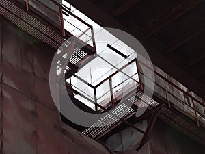 facade of the old metal structure of the conveyor