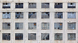 Facade of an old neglected factory building