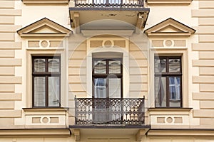 The facade of the old vintage hous photo