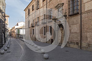 Facade of the old San Prudencio nursing home, in Talavera de la Reina, Toledo, Spain