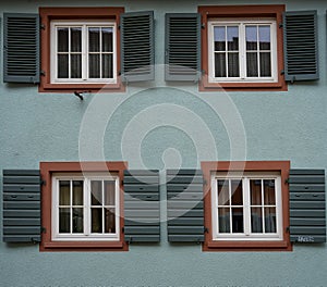 Facade of an old street at Freiburg im Breisgau Germany