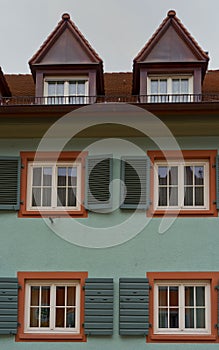 Facade of an old street at Freiburg im Breisgau Germany