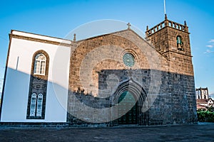 Facade of the old SÃÂ£o Miguel Arcanjo Church in Vila Franca do Campo, SÃÂ£o Miguel - Azores PORTUGAL photo