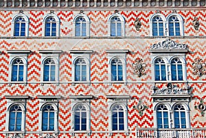 Facade of an old traditional building in Italy