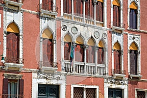 Facade of old Venice historical building