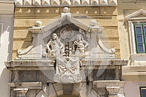 Decorated facade of the old vila photo