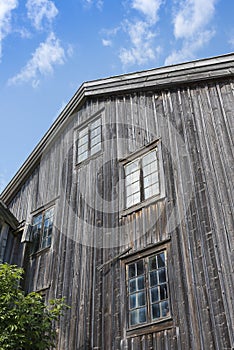 Facade old wooden farm building Halsingland photo