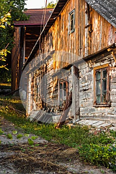 Facade of an old wooden house