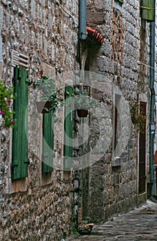 The facade of one of the houses in the old town of Kotor.