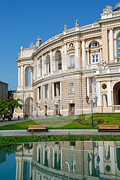 Facade of opera house in Odessa, Ukraine