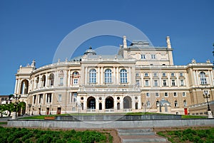 Facade of opera house in Odessa, Ukraine