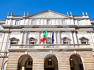 Facade of opera house Teatro alla Scala a Milano