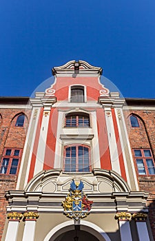 Facade with ornaments on a historic building in Stralsund