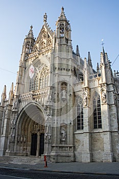 Facade of Our Blessed Lady of the Sablon Church, Brussels, Belgium