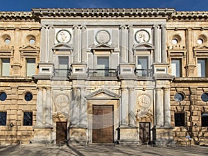 Facade of the Palace of Carlos V in the Alhambra in Granada photo