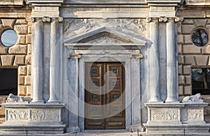 Facade of the Palace of Carlos V in the Alhambra in Granada photo