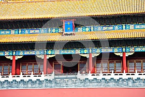 The facade of the palace in the Forbidden City