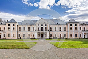 Facade of the palace in Vyshnivets, Ternopil region, Ukraine. Popular tourist destination