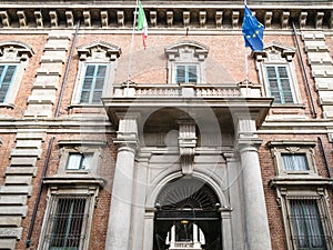 Facade of Palazzo Brera in Milan city