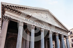 Facade of Pantheon church in Rome