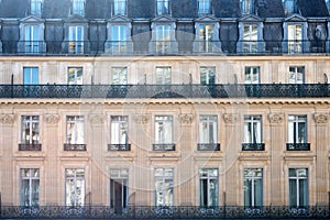 Facade of Paris residential building - Parisian architecture